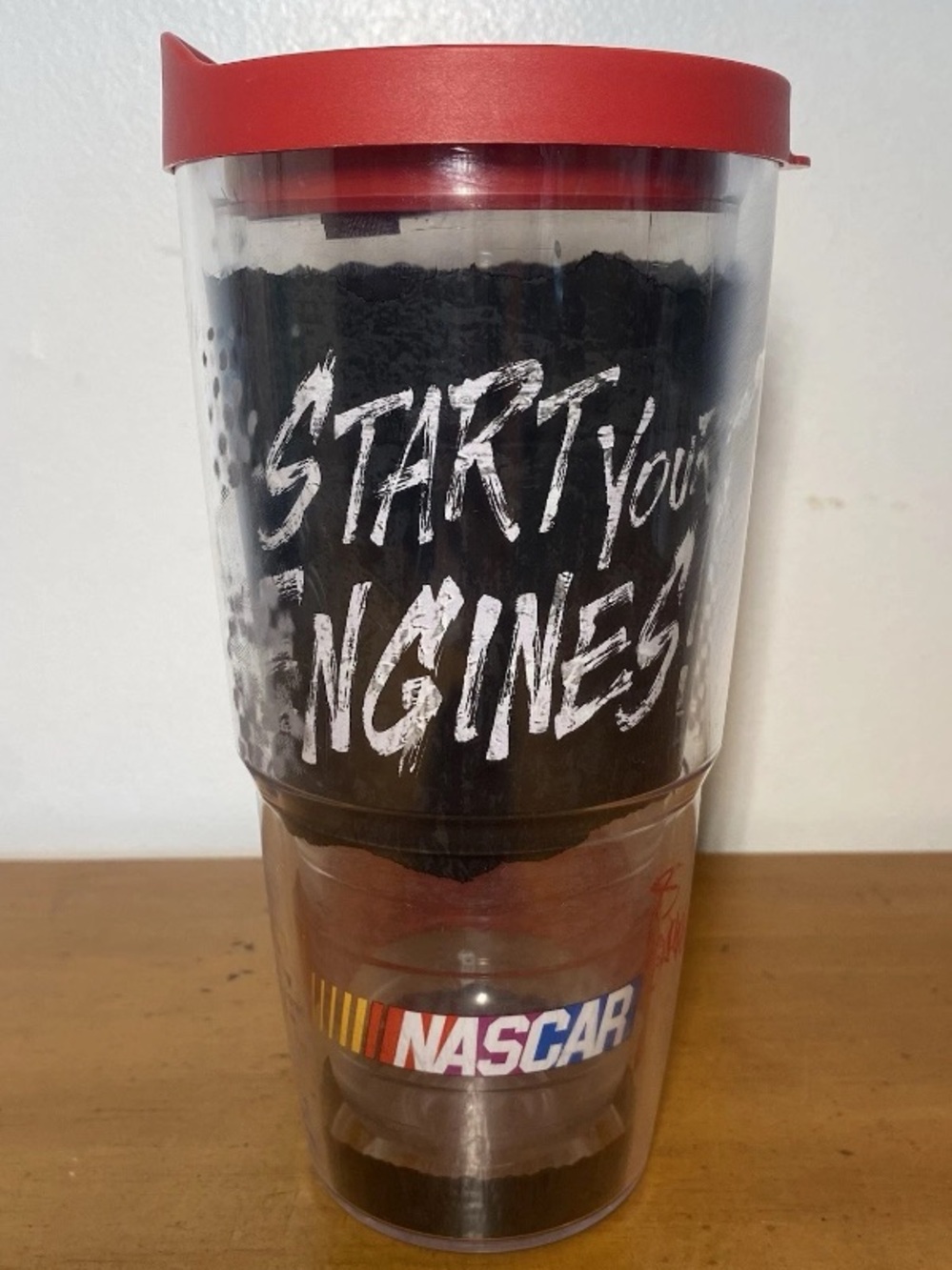 Nascar Tervis Tumbler 24 Oz Travel Cup Red Lid Logo Insulated Start Your Engines